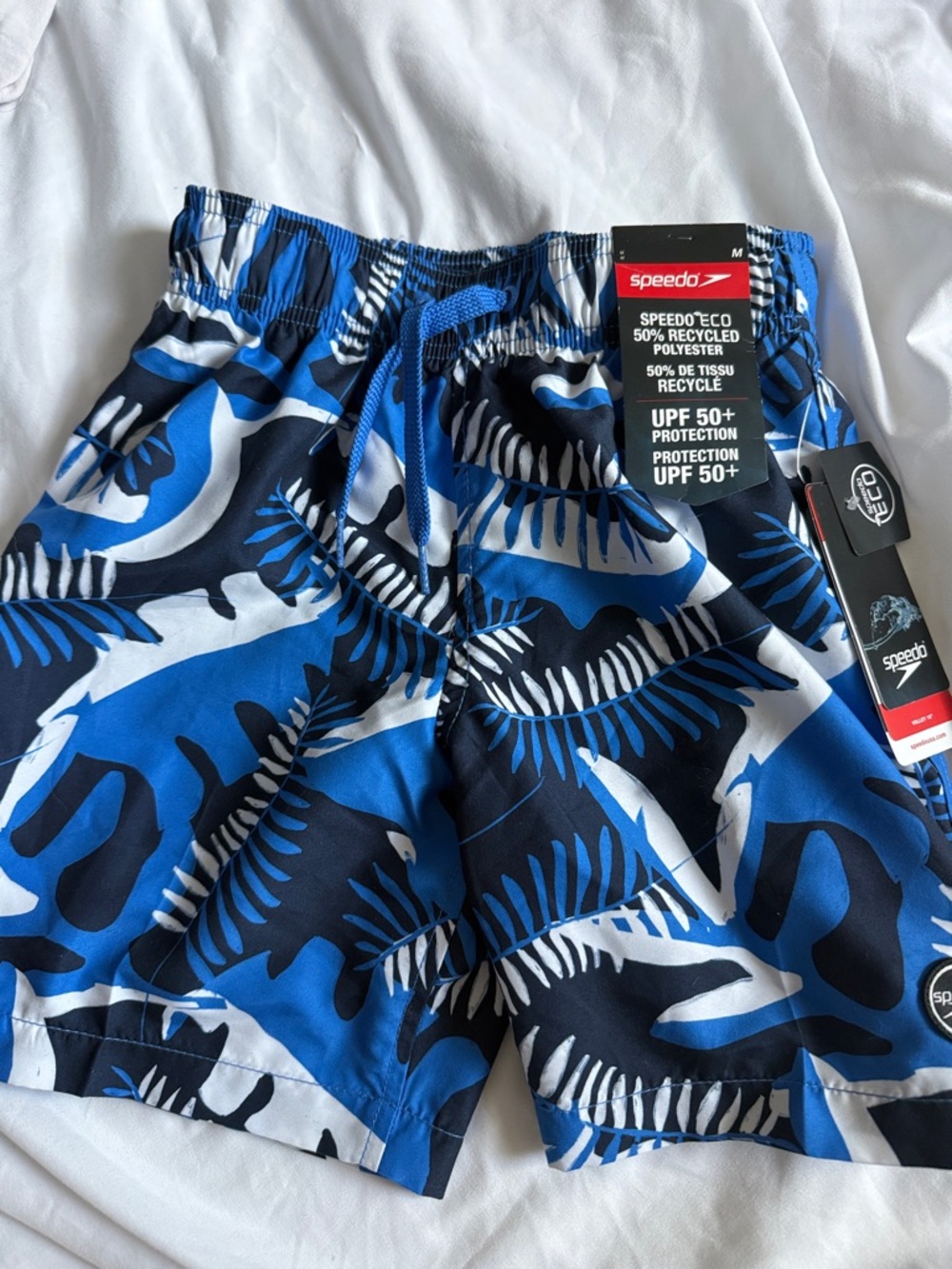Speedo Boys Blue White Black Tropical Print Swim Skort